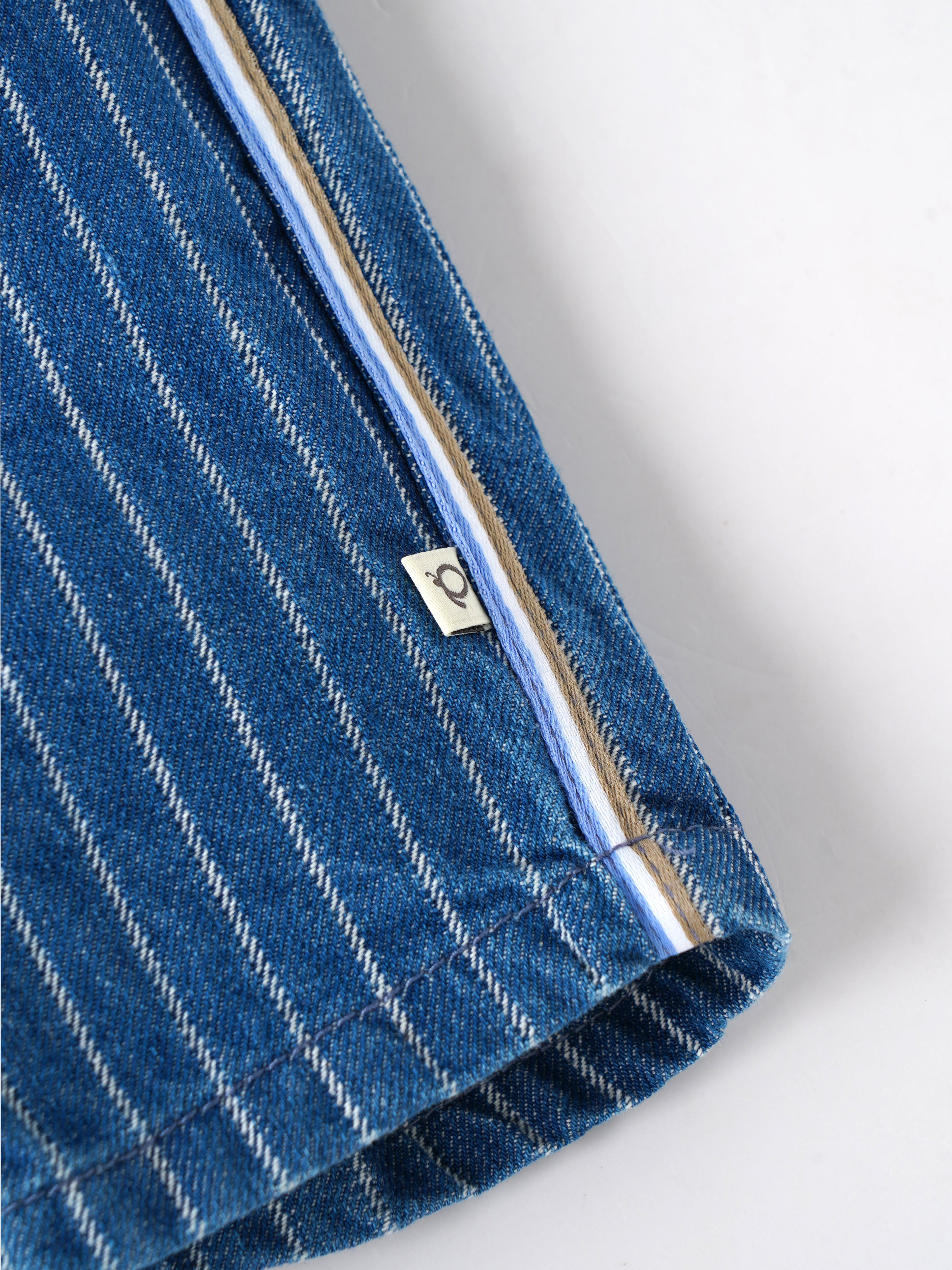 Popees Baby Boys Striped Denim Shorts | Soft Cotton Elastic Waist | 3M to 36M