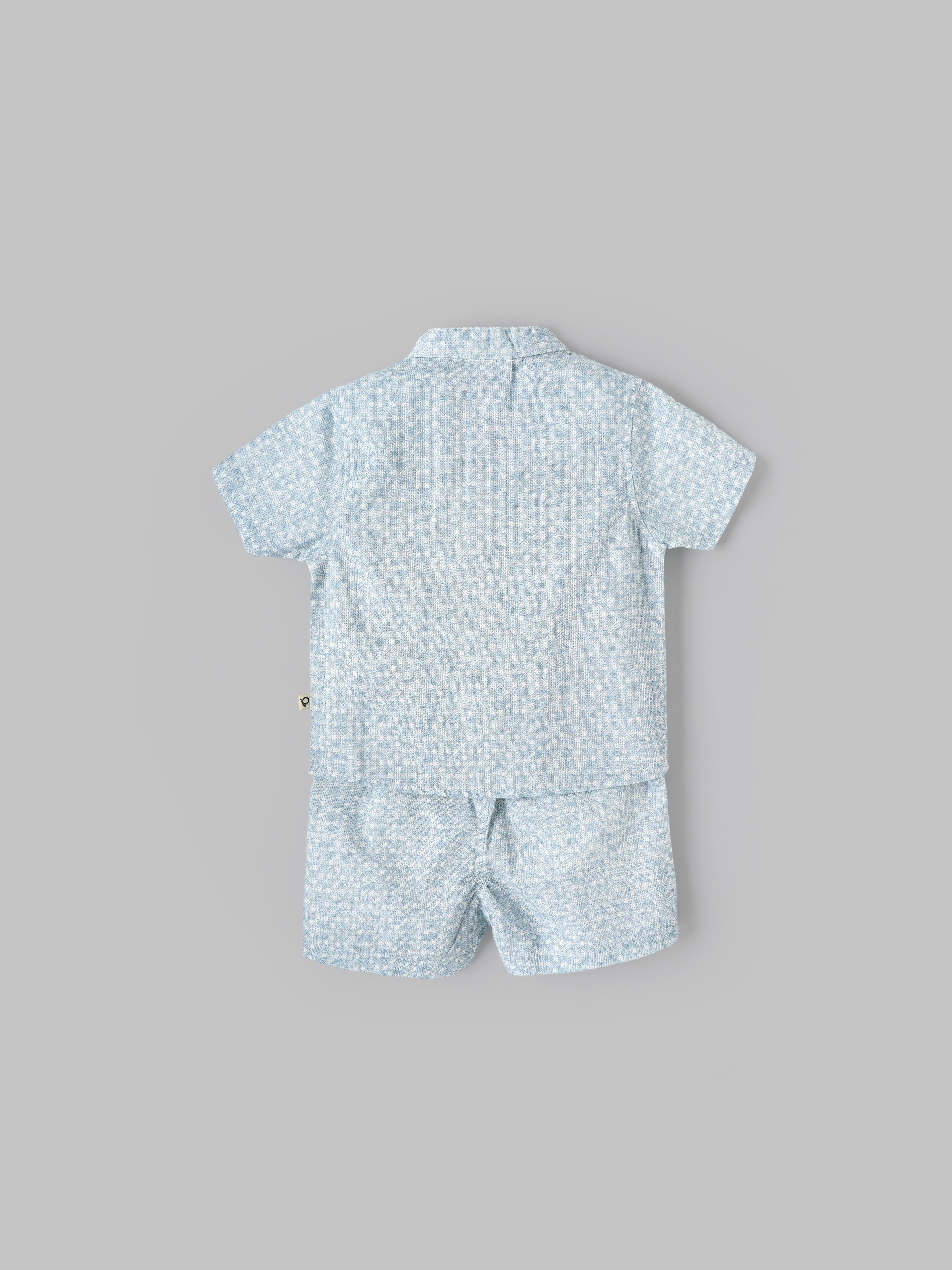 Popees Baby Boys Short Sleeves Cotton Shirt & Shorts Set| Blue| 3-24 Months