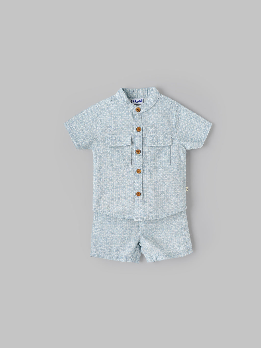 Popees Baby Boys Short Sleeves Cotton Shirt & Shorts Set| Blue| 3-24 Months