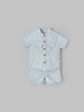 Popees Baby Boys Short Sleeves Cotton Shirt & Shorts Set| Blue| 3-24 Months