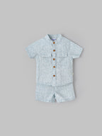 Popees Baby Boys Short Sleeves Cotton Shirt & Shorts Set| Blue| 3-24 Months