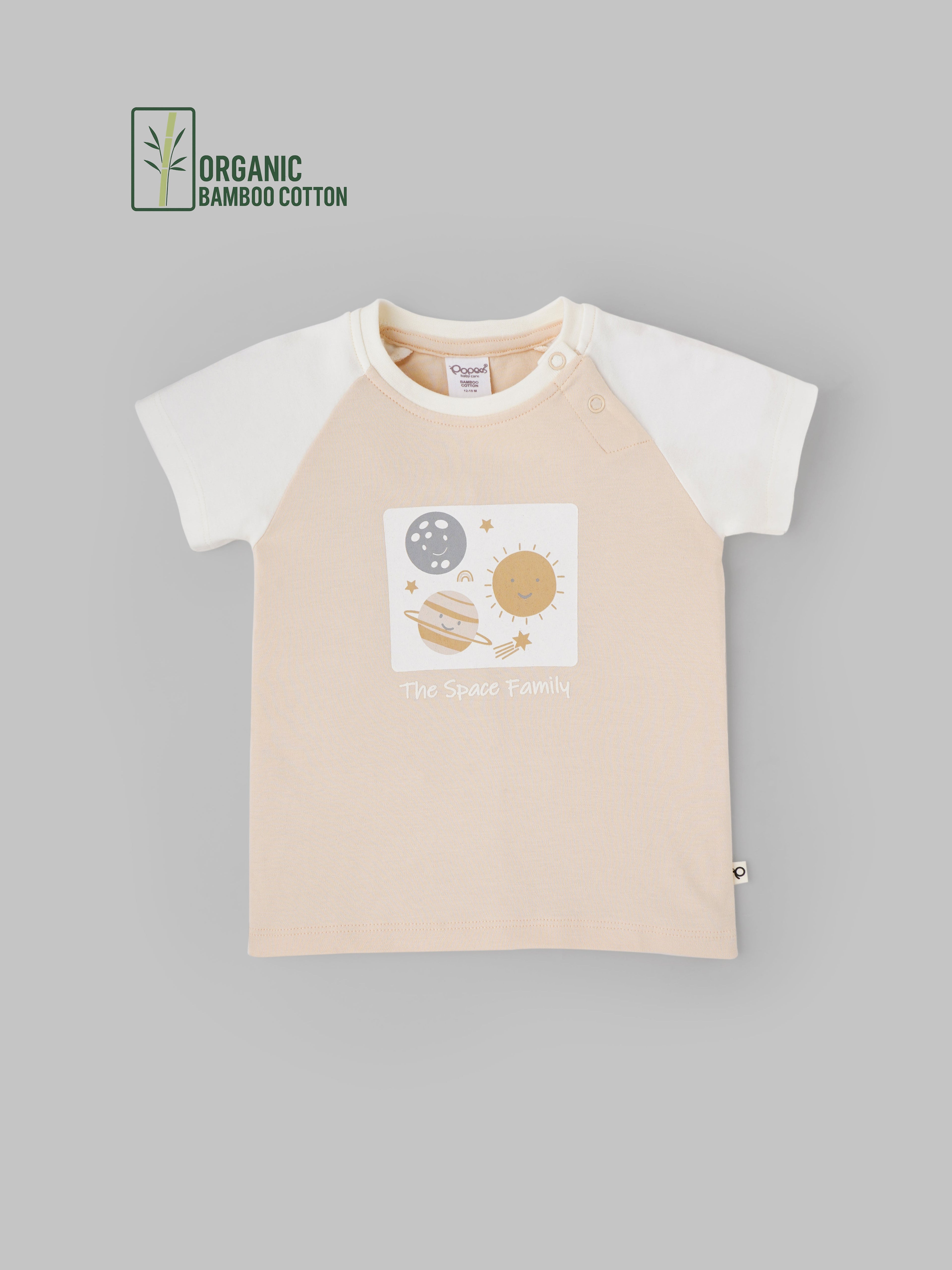 Popees Boys Half-Sleeve Shoulder Open T-Shirt (3-36 Months) Made of Organic Bamboo Cotton Fabric