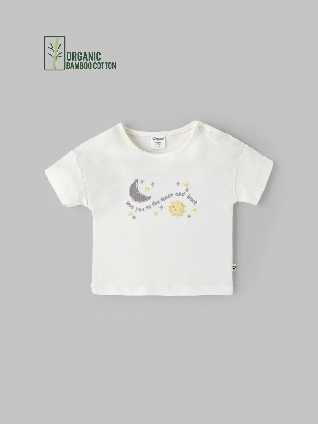 Popees Boys Half-Sleeve Shoulder Open T-Shirt (3-24 Months) Made of Organic Bamboo Cotton Fabric