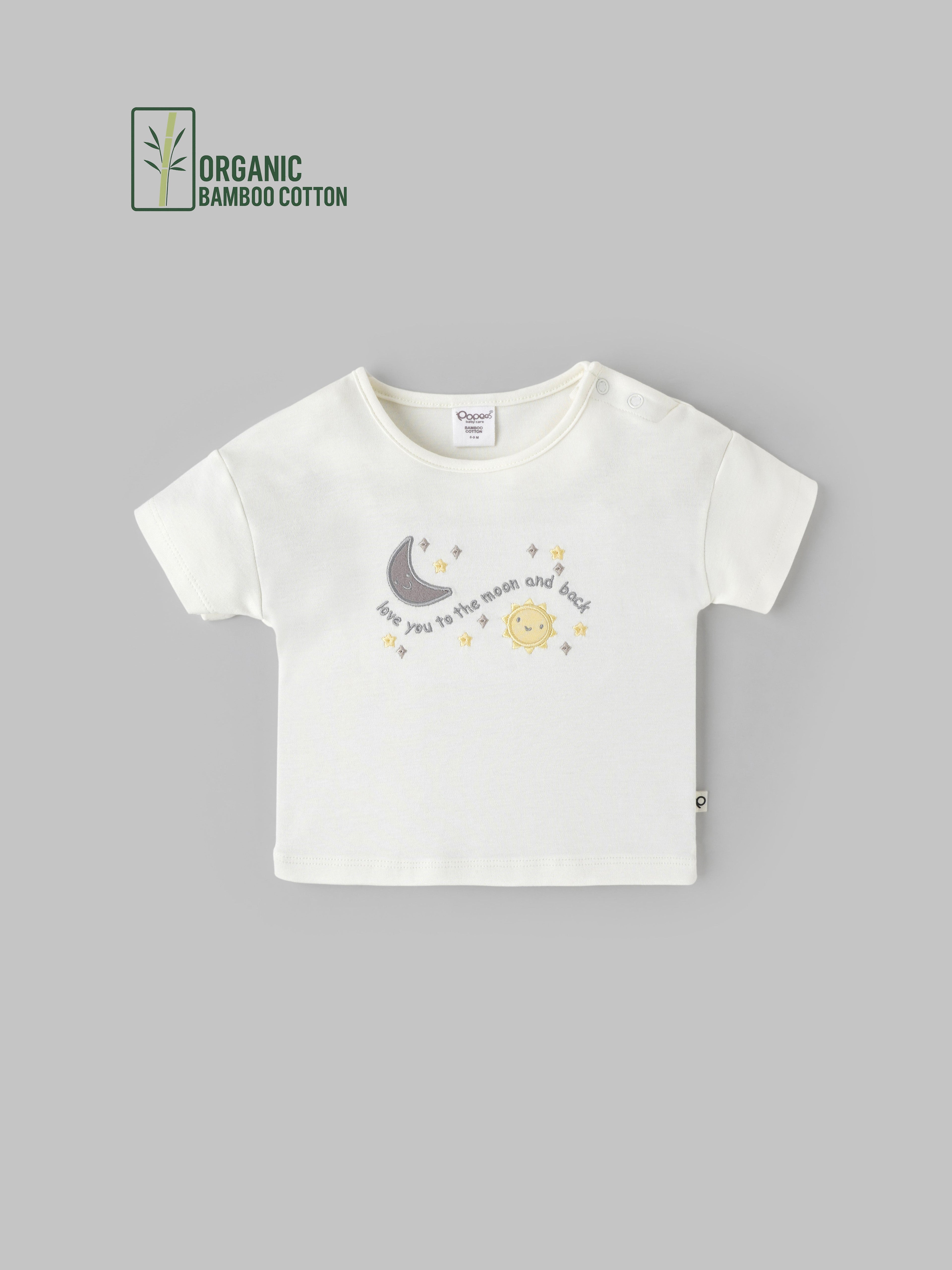 Popees Boys Half-Sleeve Shoulder Open T-Shirt (3-24 Months) Made of Organic Bamboo Cotton Fabric