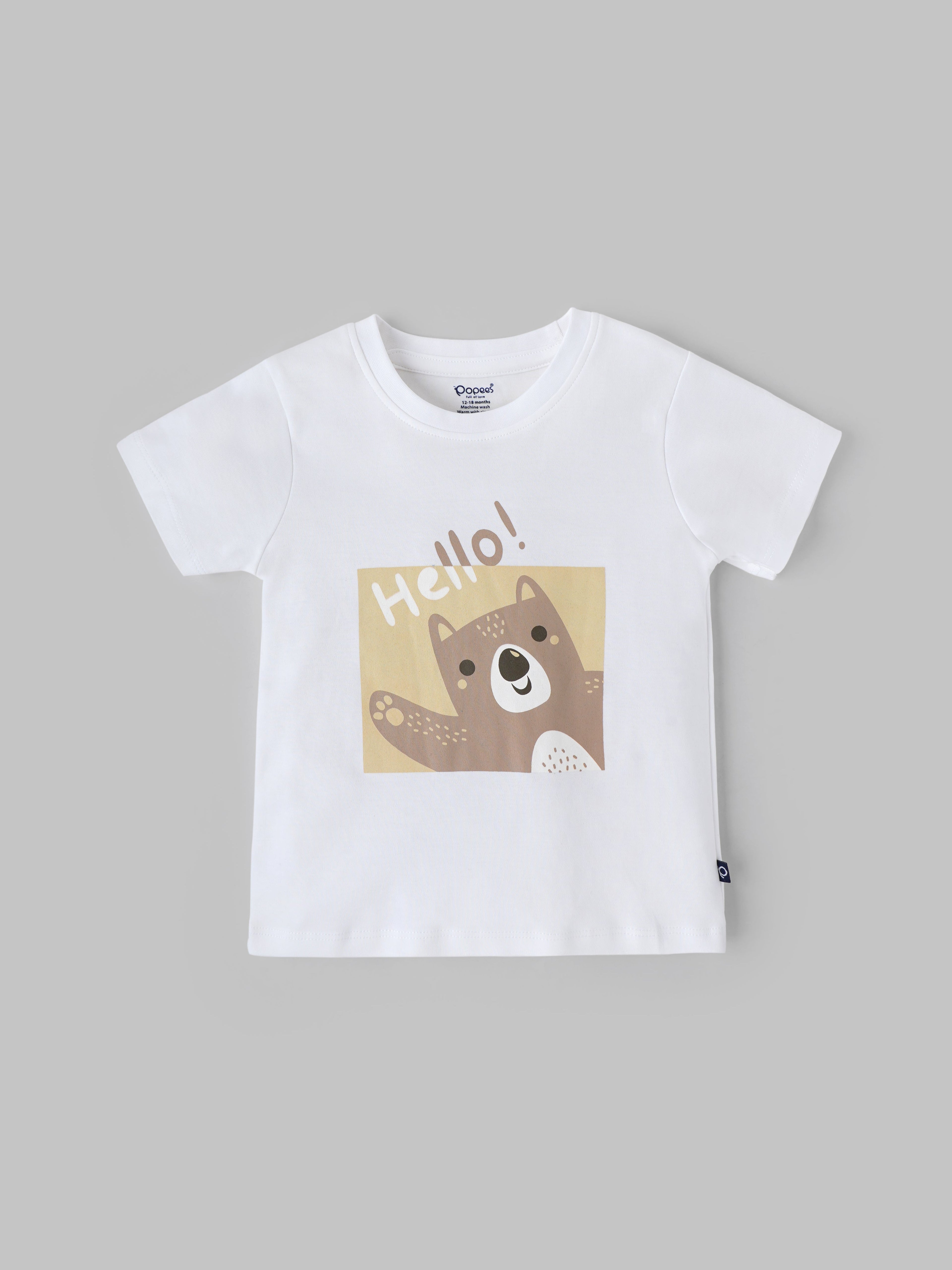 Popees Half-Sleeve Shoulder Open Tshirt for Baby Boys (3-24 Months) Made of Cotton Rich Fabric
