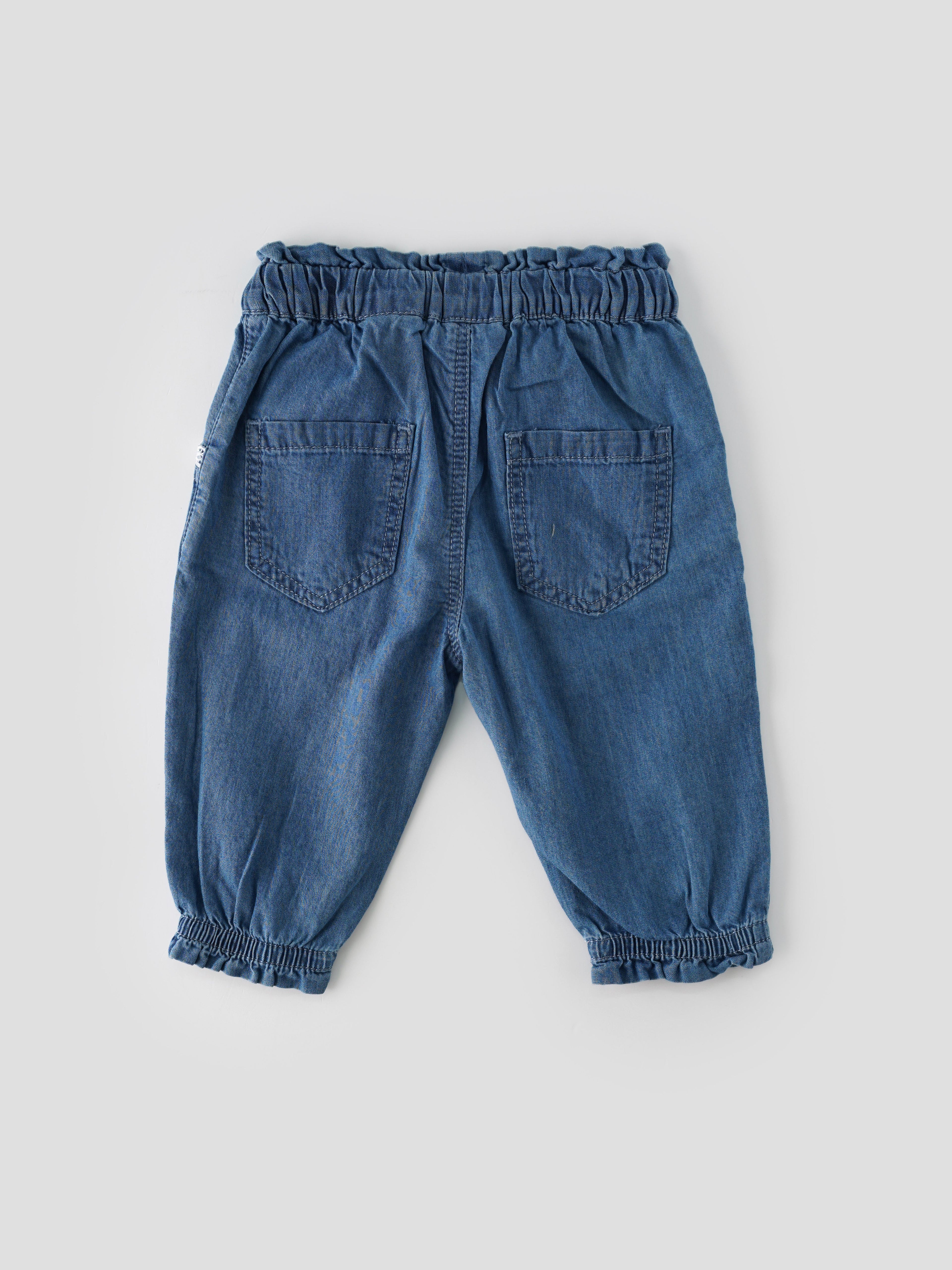 Stylish & Trendy Denim Pants With Lace Styling for Girls