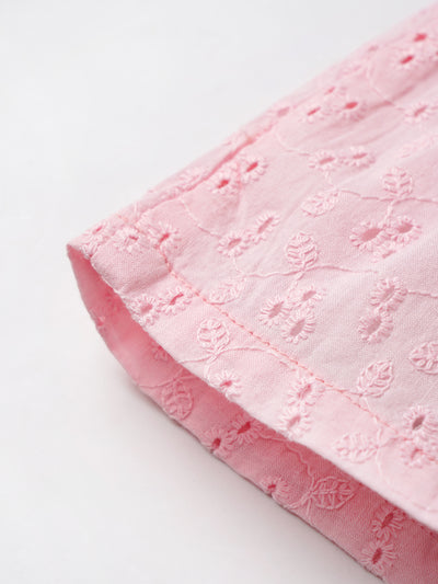 Popees Soft & Breathable Elegant Eyelet Summer Frock with Ruffle Sleeves (3-36 Months)for Baby Girls