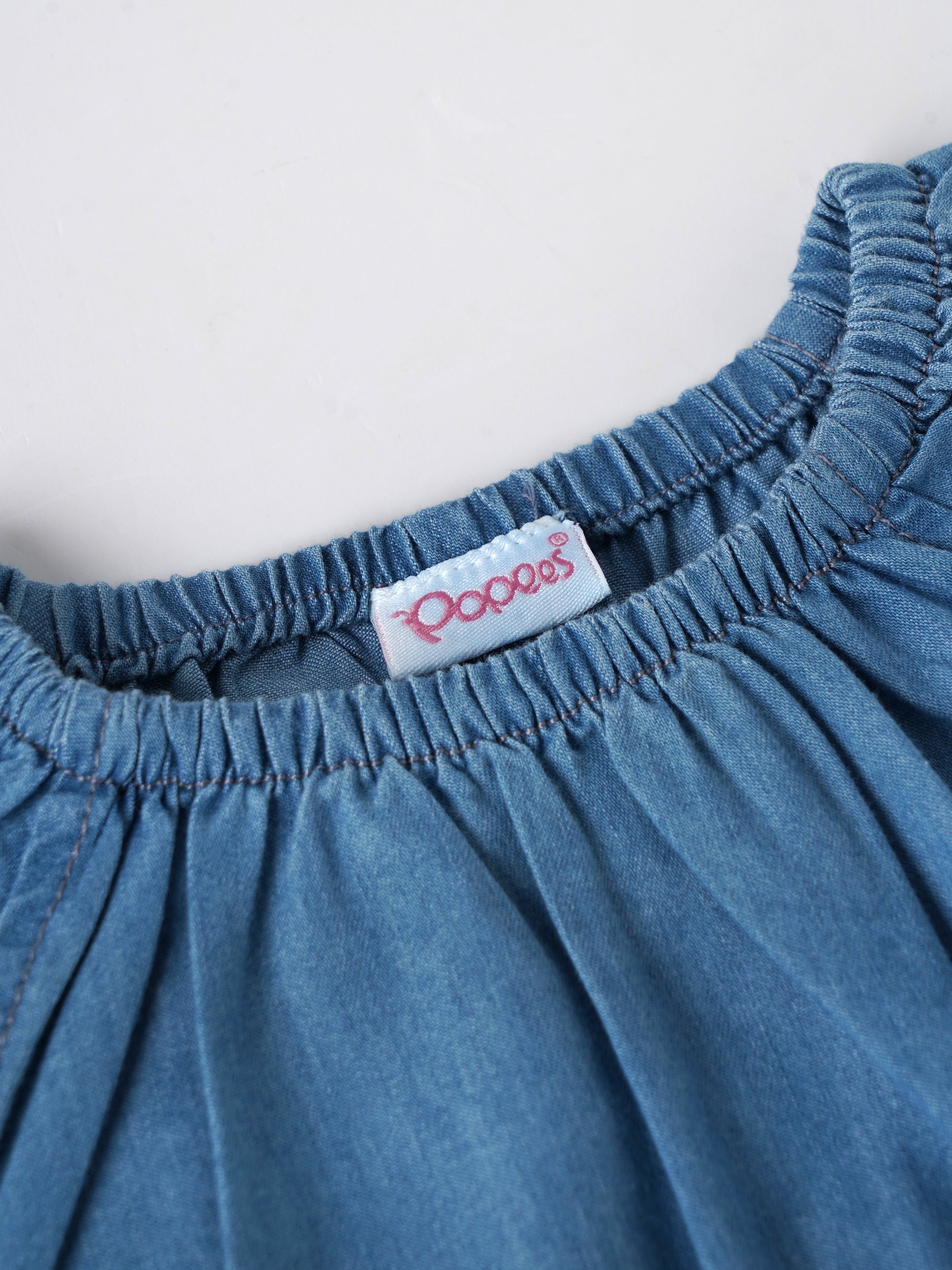 Popees Baby Girls Denim Dress | Soft Cotton Casual Wear | 3M–24M