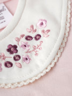 Popees Soft Pink Dress Floral Embroidered Collar, Puff Sleeves, Pure Cotton (3–36 Months) for Baby Girls