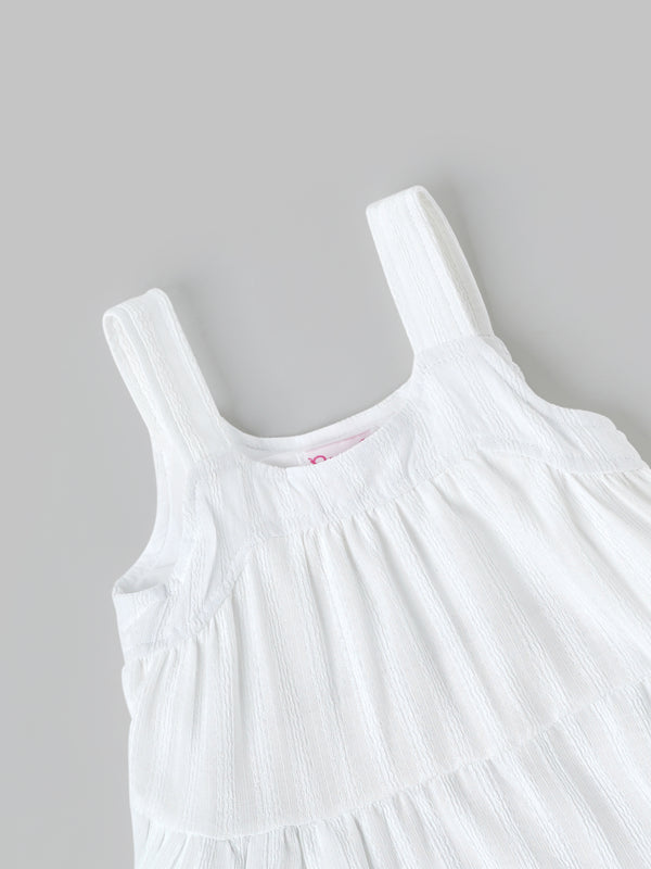 Popees Cotton Dress White Sleeveless Frock (3–18 Months) for Baby Girl