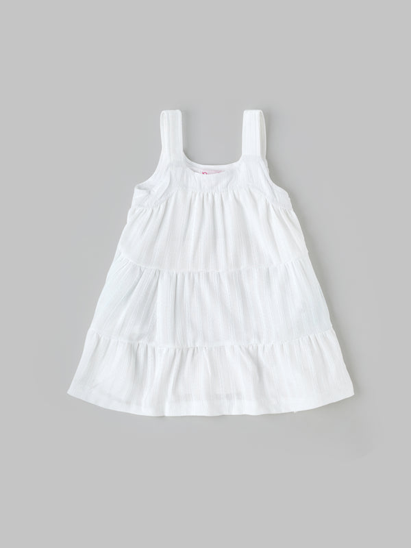 Popees Cotton Dress White Sleeveless Frock (3–18 Months) for Baby Girl
