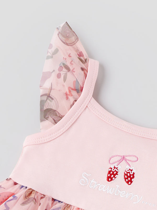 Popees Sleeveless Frock Soft Cotton Bodice with Cherry Embroidery (3–18 Months) for Baby Girls