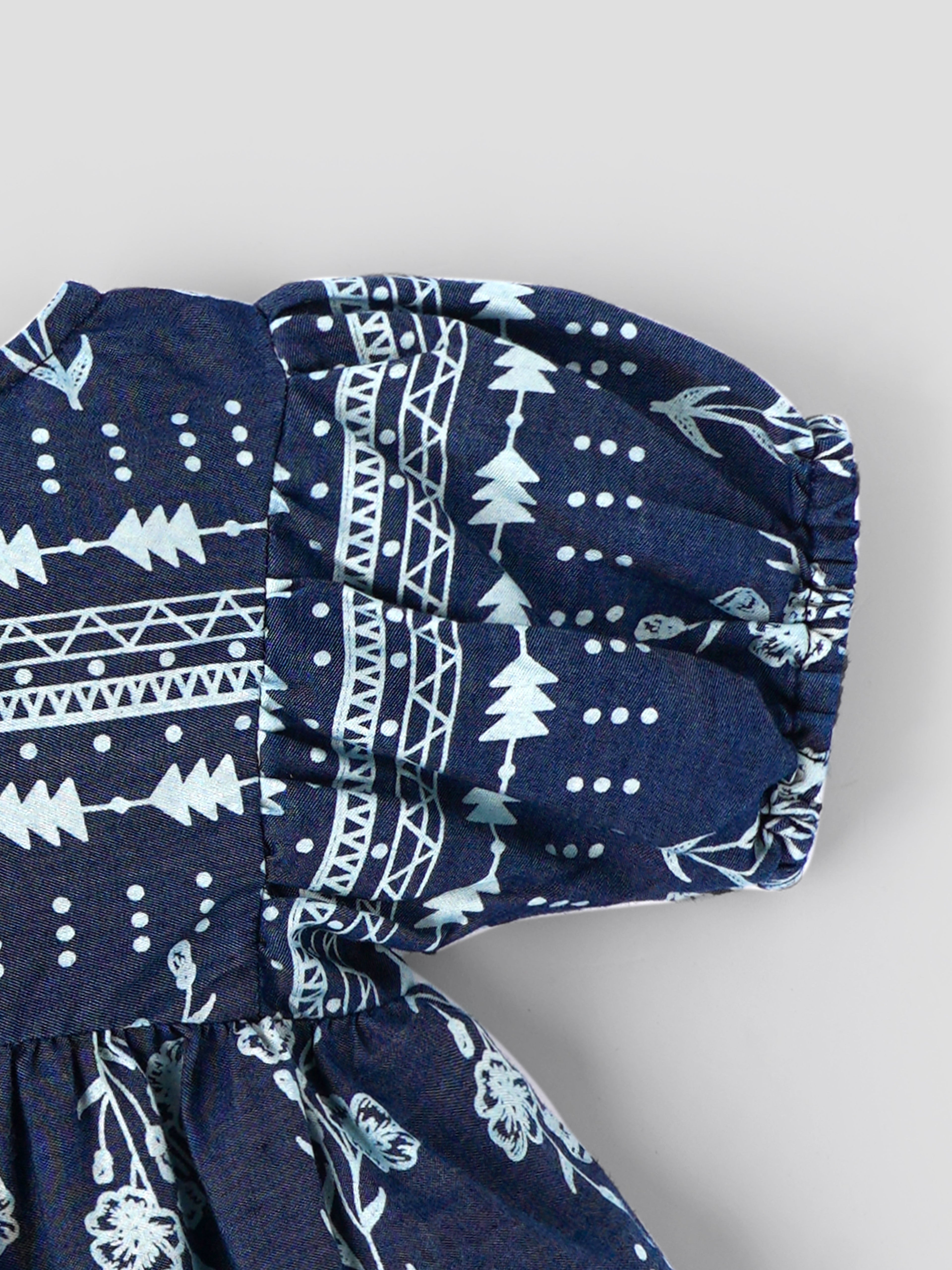 Popees Baby Girls Cotton Dress| Navy Blue| 3-36 Months