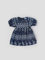 Popees Baby Girls Cotton Dress| Navy Blue| 3-36 Months