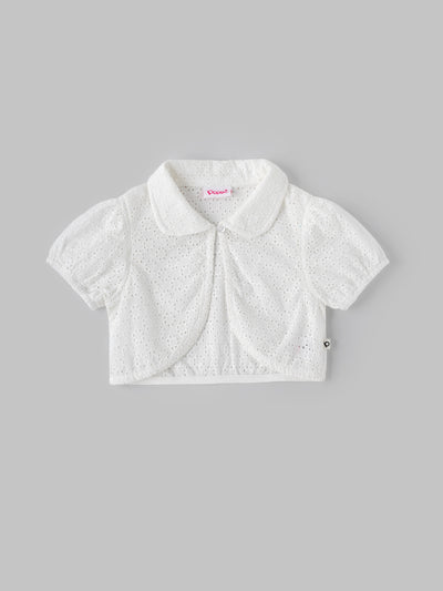 Popees Elegant White Eyelet Embroidered Jacket (3-36 Months) for Baby Girls