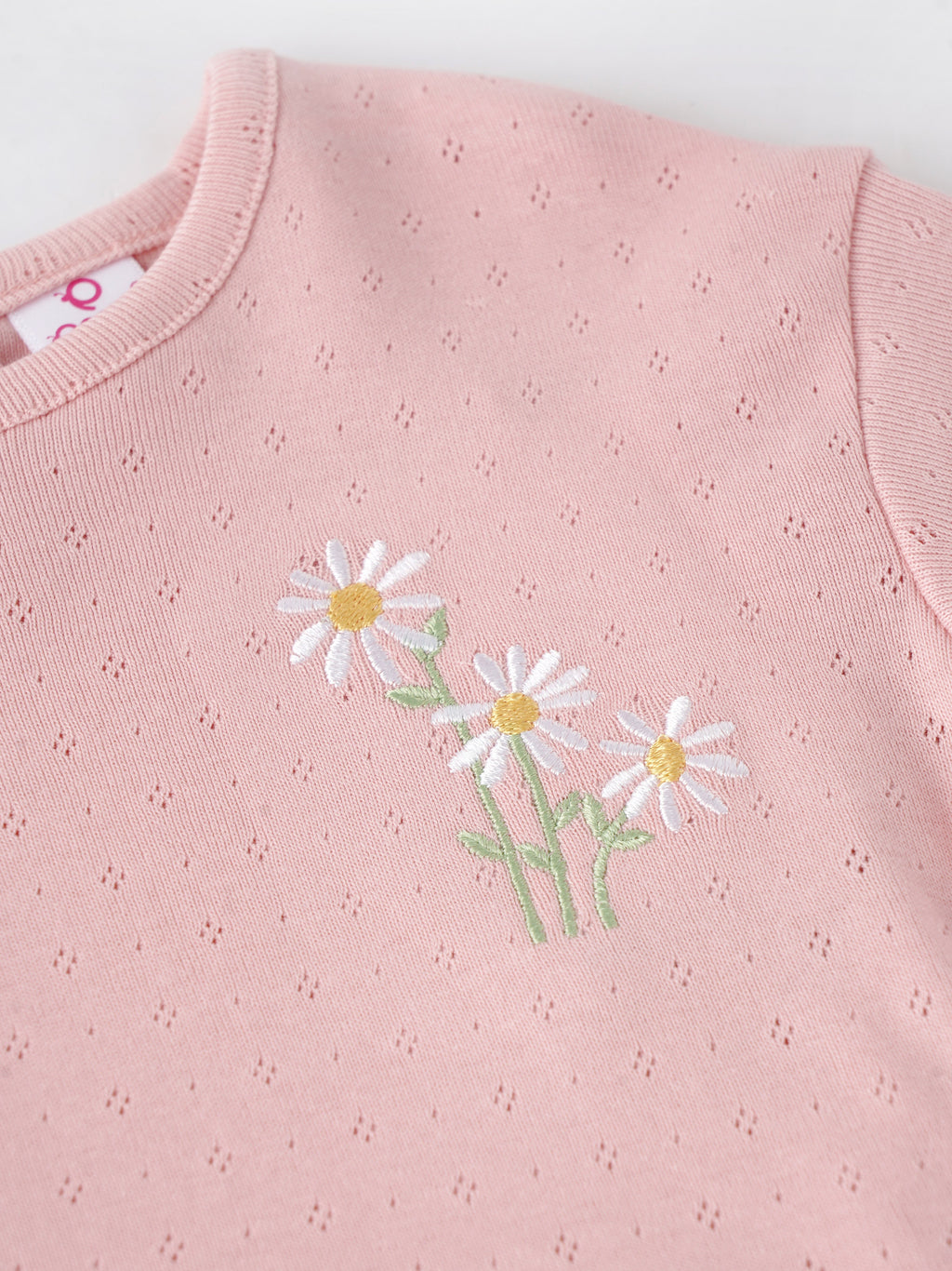 Popees Baby Girls Short Sleeve Cotton Top| Soft Pink| 3-36 Months