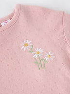 Popees Baby Girls Short Sleeve Cotton Top| Soft Pink| 3-36 Months