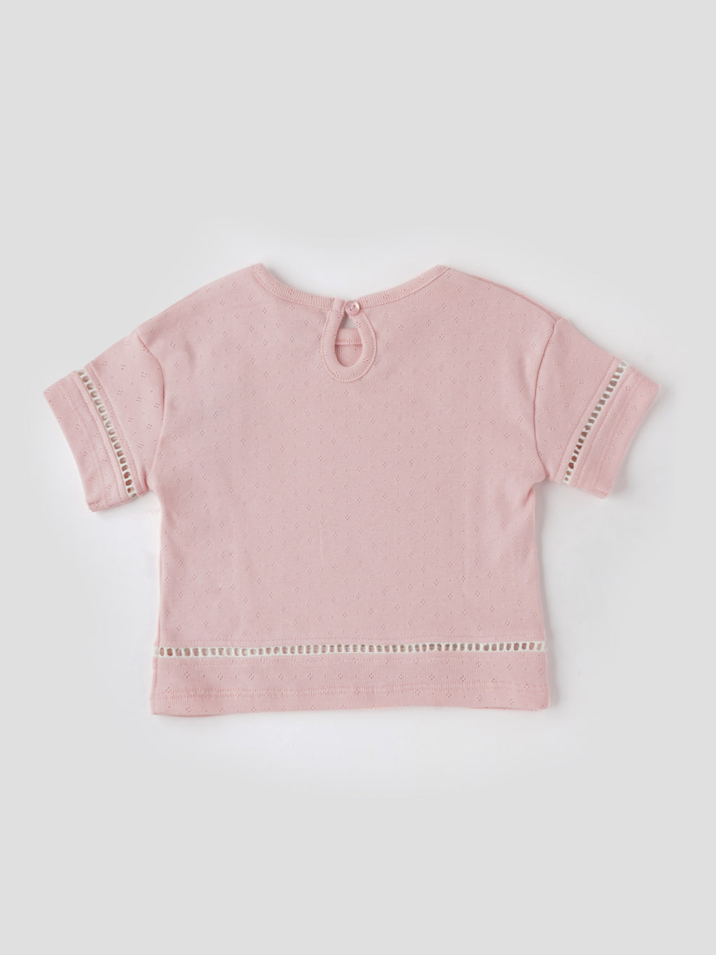 Popees Baby Girls Short Sleeve Cotton Top| Soft Pink| 3-36 Months