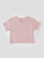 Popees Baby Girls Short Sleeve Cotton Top| Soft Pink| 3-36 Months