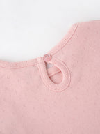 Popees Baby Girls Short Sleeve Cotton Top| Soft Pink| 3-36 Months