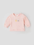 Popees Soft Pink with Animal Face Embroidery Warm, Comfy & Adorably Stylish T-Shirt (3-24 Months) for Baby Girls