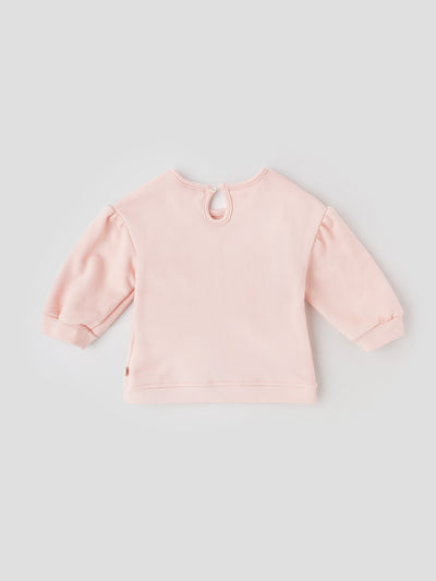 Popees Soft Pink with Animal Face Embroidery Warm, Comfy & Adorably Stylish T-Shirt (3-24 Months) for Baby Girls