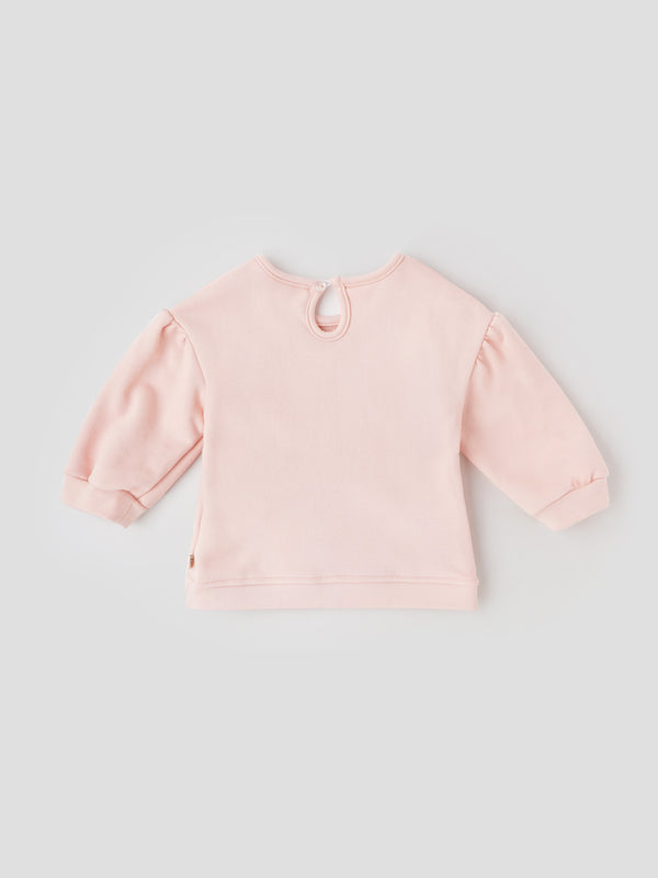 Popees Soft Pink with Animal Face Embroidery Warm, Comfy & Adorably Stylish T-Shirt (3-24 Months) for Baby Girls