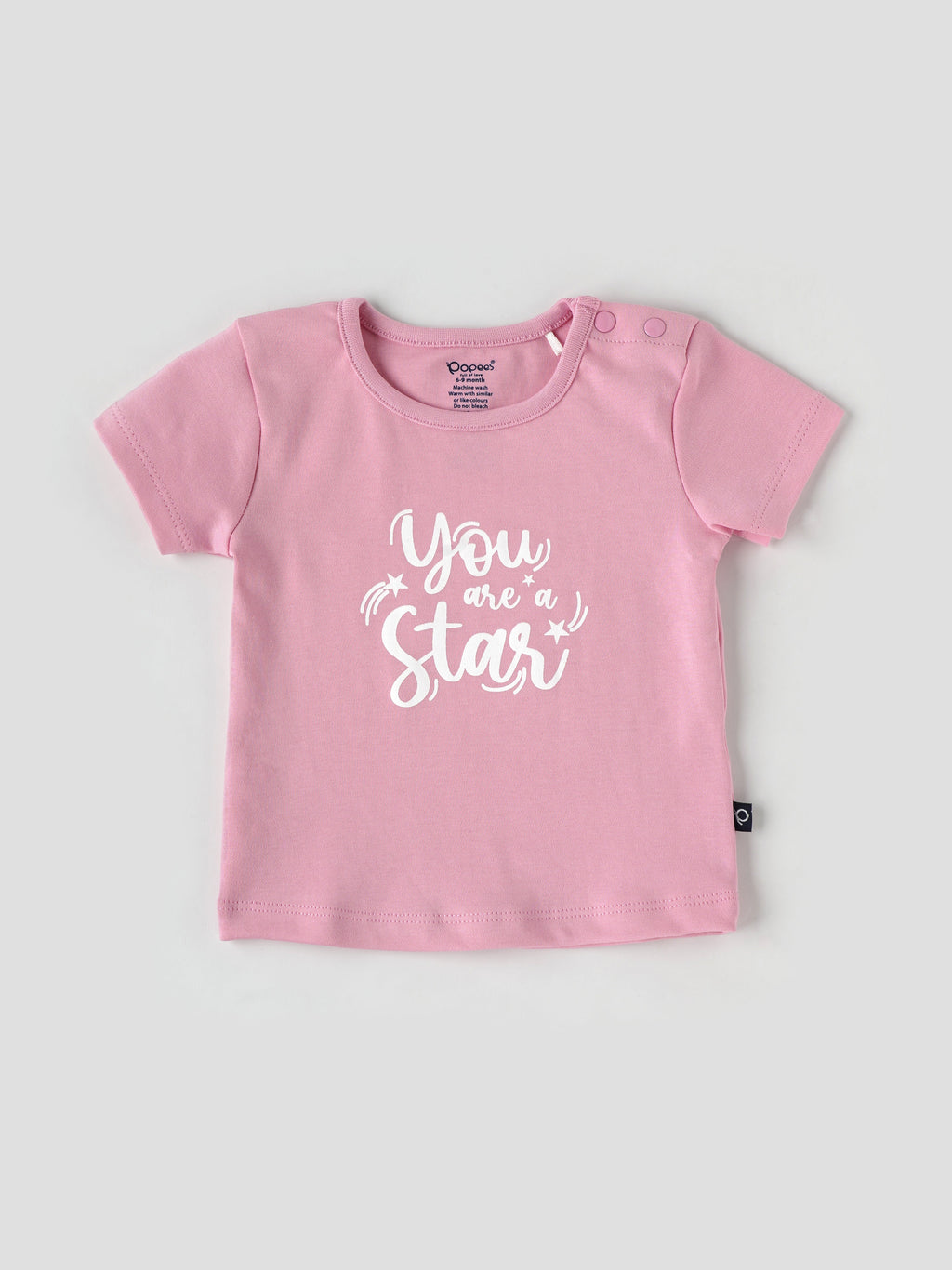 Popees Half Sleeve Shoulder Open (3–36 Months) Chest Printed Top for Baby Girls