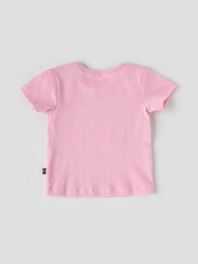 Popees Half Sleeve Shoulder Open (3–36 Months) Chest Printed Top for Baby Girls