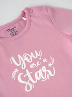 Popees Half Sleeve Shoulder Open (3–36 Months) Chest Printed Top for Baby Girls