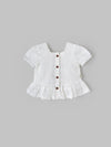 Popees Soft & Elegant White Puff Sleeve Top (3–36 Months)for Baby Girls