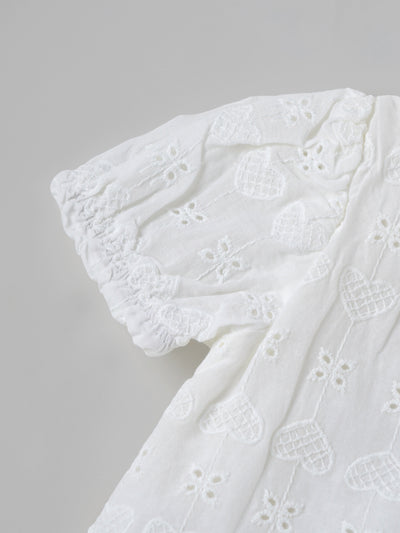 Popees Soft & Elegant White Puff Sleeve Top (3–36 Months)for Baby Girls