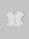 Popees Baby Girls  Embroidered Cotton Top| White| 3-36 Months