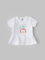 Popees Short Sleeve (3–36 Months) Chest Printed Top for Newborn Girls