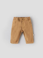 Popees Baby Girls Textured Cotton Pants| Mustard| 3-24 Months