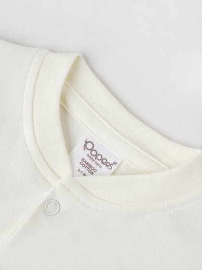 Popees Boys Short-Sleeve Front Open Romper (0-6 Months) Made of Organic Bamboo Cotton Fabric