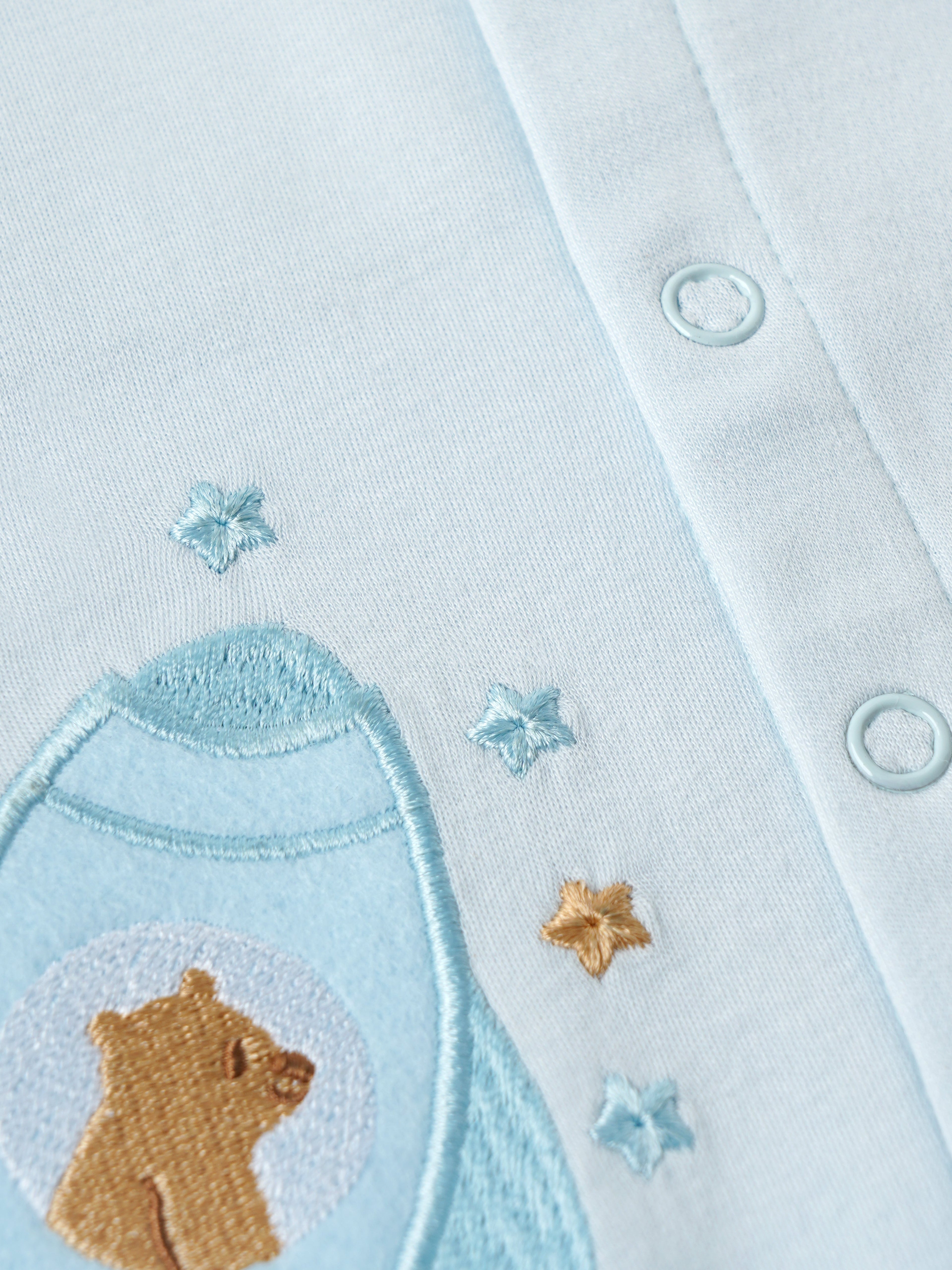 Popees Boys Half-Sleeve Front Open Romper (0-6 Months) Made of Organic Bamboo Cotton Fabric