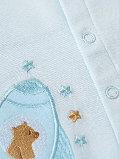 Popees Boys Half-Sleeve Front Open Romper (0-6 Months) Made of Organic Bamboo Cotton Fabric