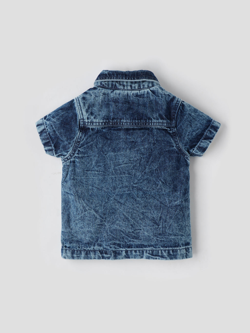 Popees Baby Boys Denim Short Sleeve Shirt| Blue| 0-9 Months