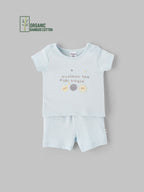 Popees Boys Half-Sleeve Shoulder Open Co-ord Set (0-9 Months) Made of Organic Bamboo Cotton Fabric