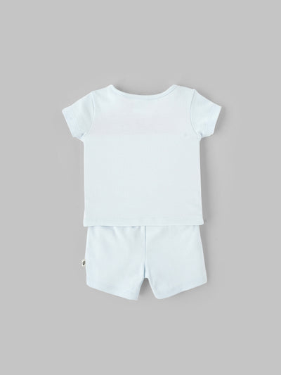Popees Boys Half-Sleeve Shoulder Open Co-ord Set (0-9 Months) Made of Organic Bamboo Cotton Fabric