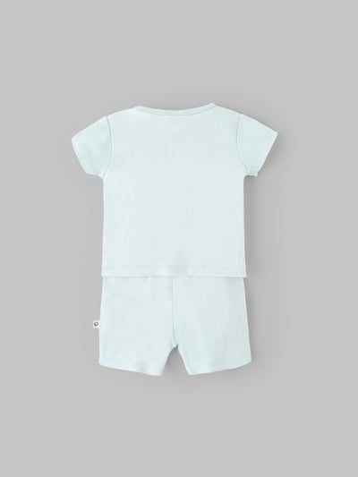 Popees Boys Half-Sleeve Front Open Co-ord Set (0-9 Months) Made of Organic Bamboo Cotton Fabric