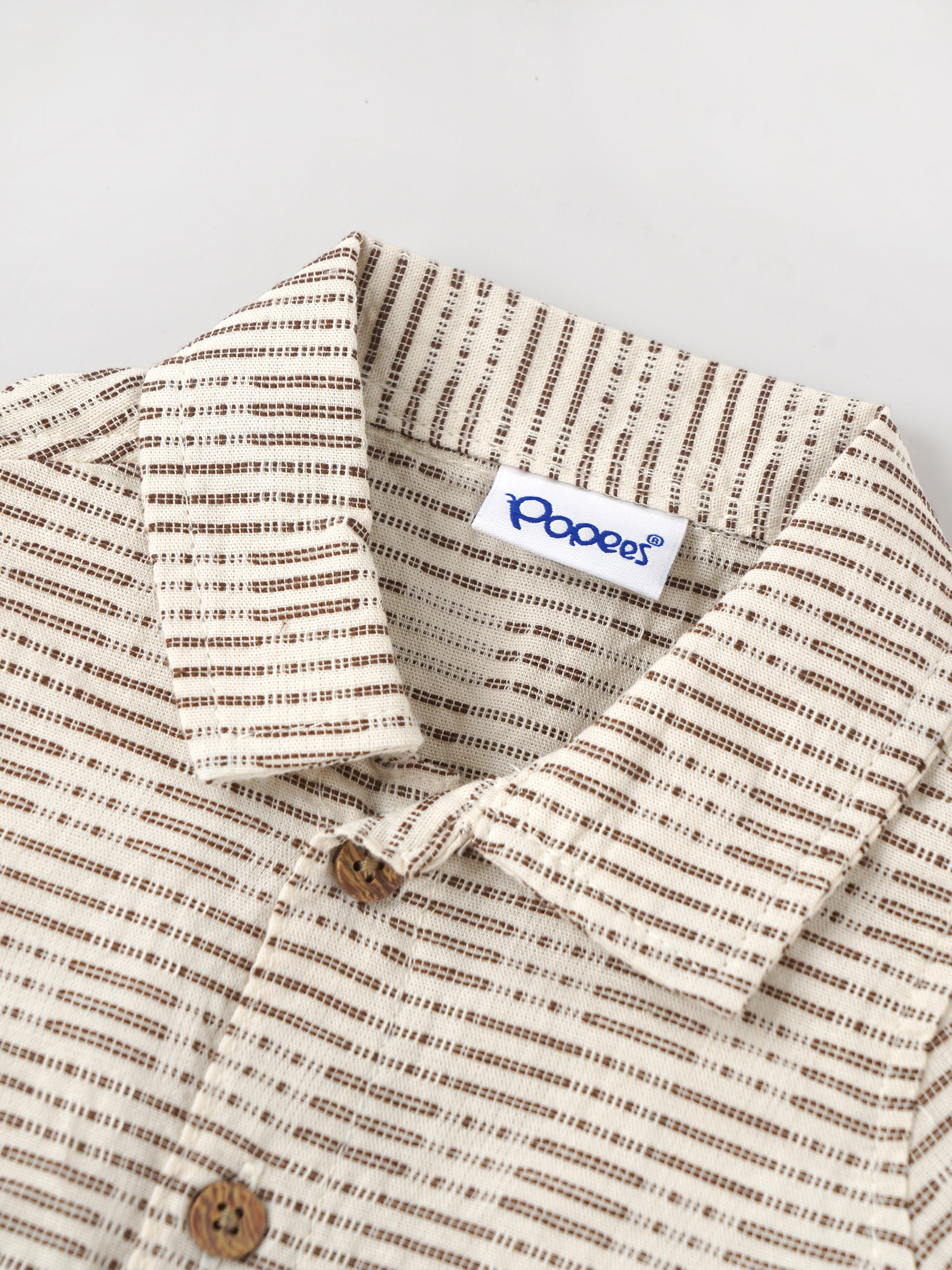 Popees Baby Boys Shirt and Shorts Set| Beige| Newborn - 9 Months