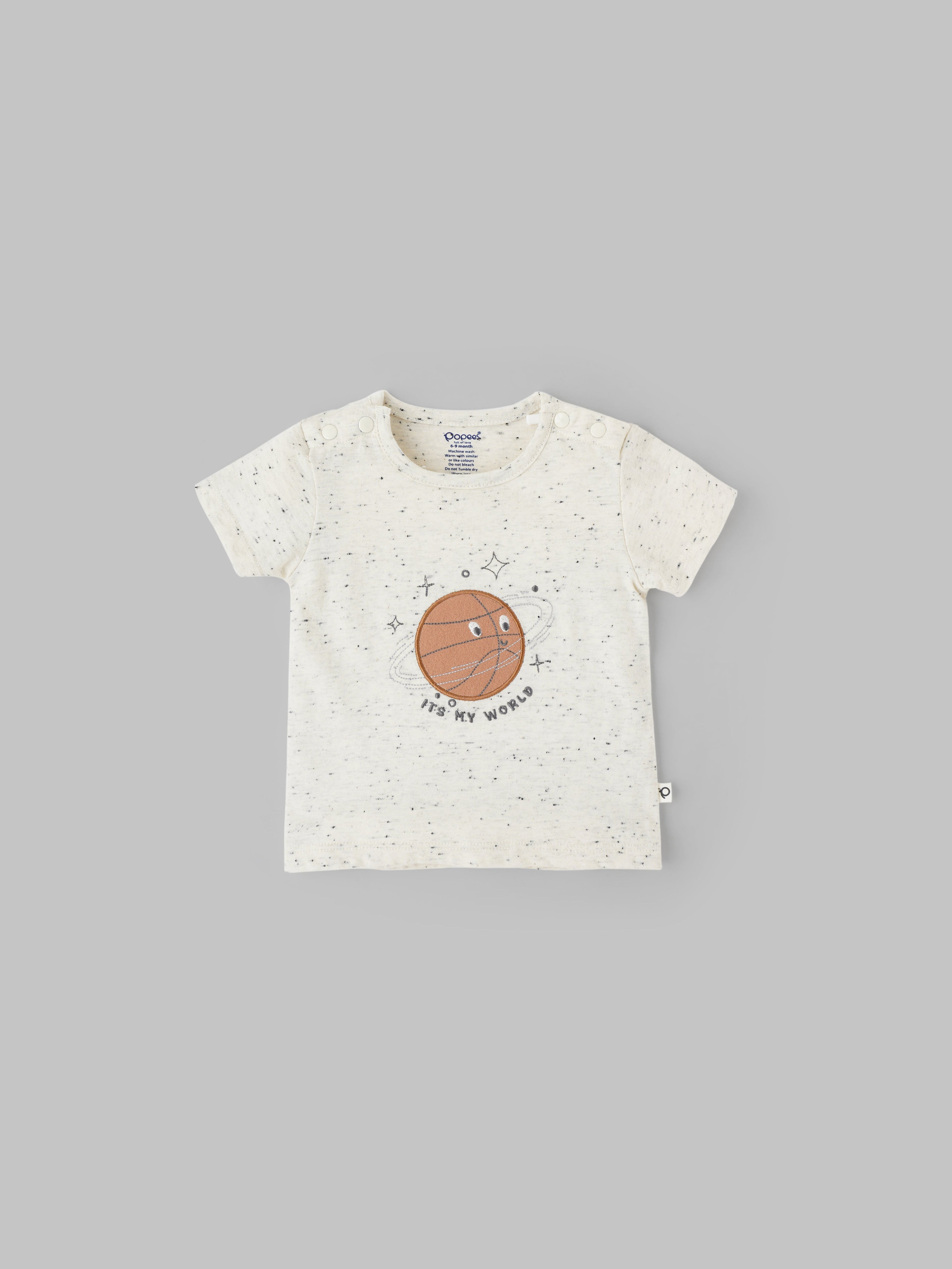 Popees Half-Sleeve T-Shirt with Chest Print (0–9 Months) for Baby Boys