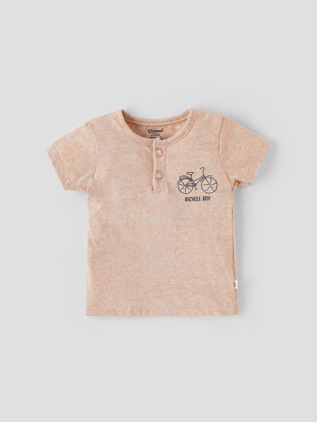 Popees Half Sleeve Bicycle Print Henley T-shirt (0–9 Months) for Boys
