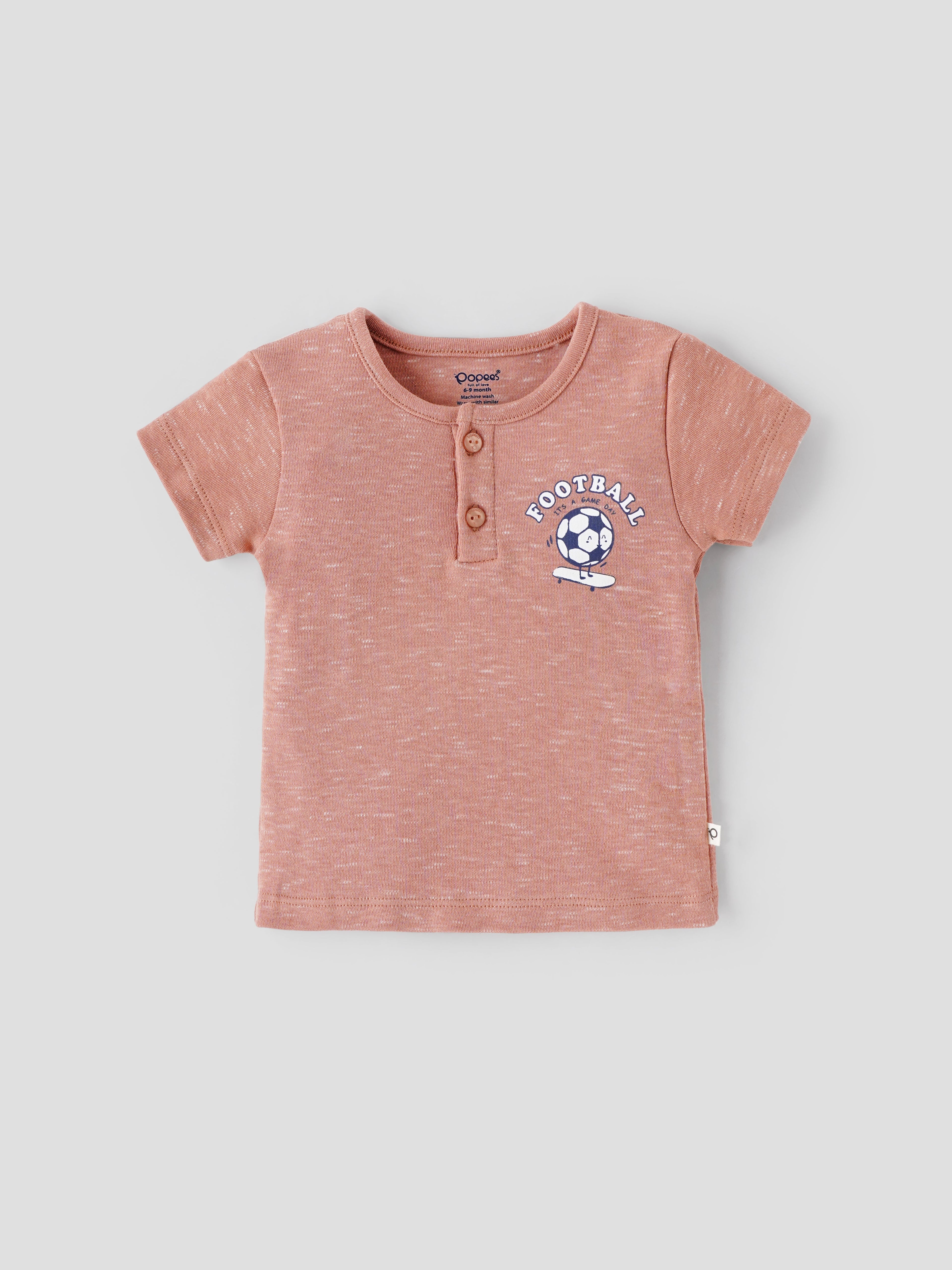 Popees Half Sleeve T-shirt with Football Print (0-9 Months) for Boys