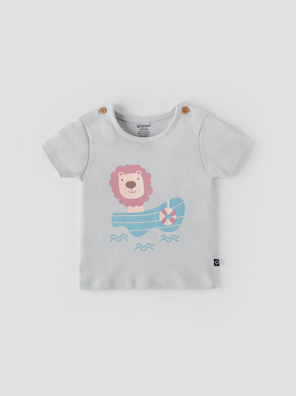 Popees Half-Sleeve Shoulder Open Tshirt for Baby Boys (0-9 Months) Made of Cotton Rich Fabric