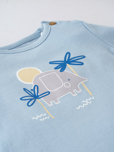 Popees Skin-friendly & Comfy Chest Printed T-shirt (0-9 Months) for Newborn Boys