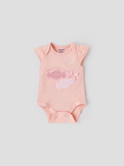 Popees Short Sleeve Bodysuit (0-6 Months) for Newborn Girls