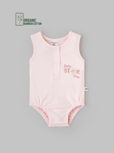 Popees Sleeve Less Front Open Bodysuit (0-6 Months) Made Of Organic Bamboo Cotton Fabric